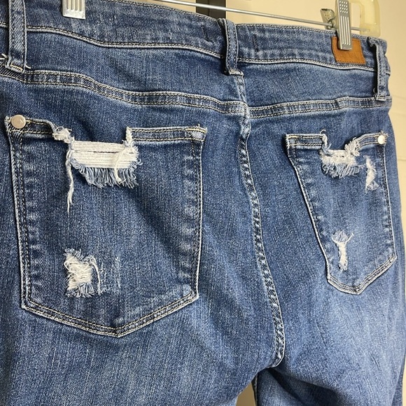 Judy Blue Womens Skinny Fit Blue Denim Jeans  Distressed Distroyed Size 11/30 - Picture 8 of 12